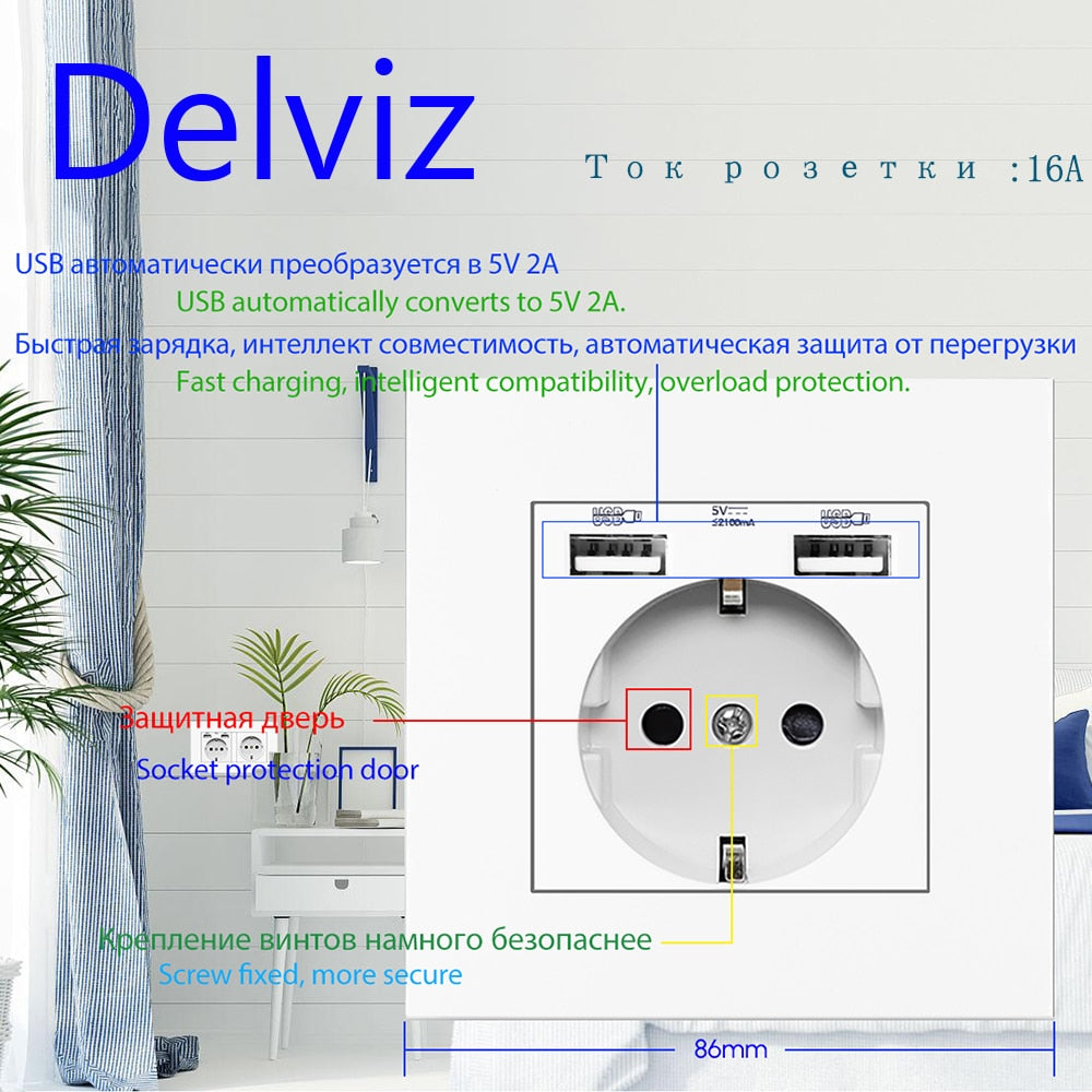 Delviz Wall USB Power Socket